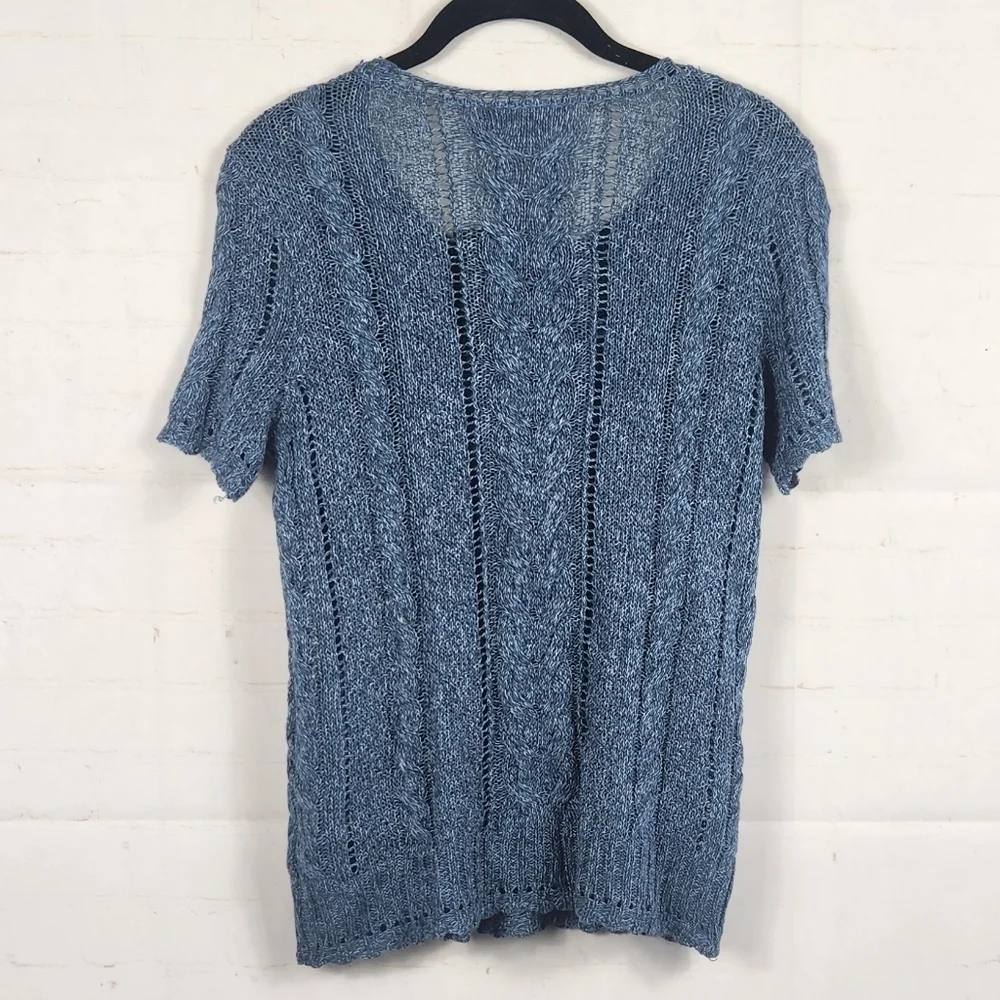 Lauren Ralph Lauren Preppy Breathable Summer Cable Knit Sweater Indigo Marl M - Picture 4 of 12